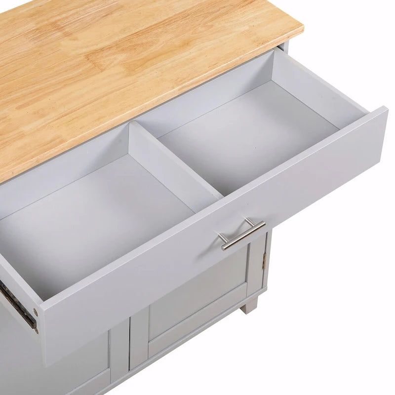 Desserte de cuisine roulante avec plateau rabattable en bois d'hévéa et rangement