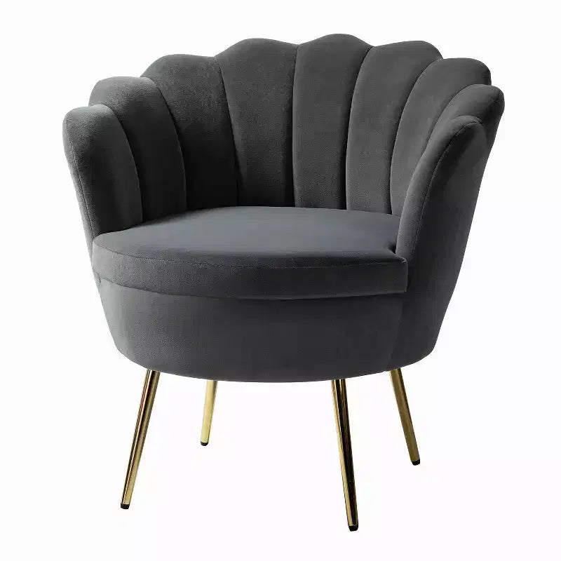 Comfy Barrel Chair with Golden Metal Legs, Living Room Accent Chair