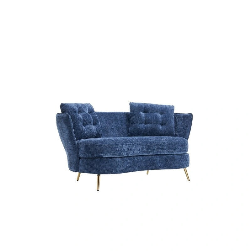 Upholstered Couch with Golden Metal Legs Club Loveseat Sofa for Living Reading Room ,Bedroom ,Apartment, Small Space Dorm