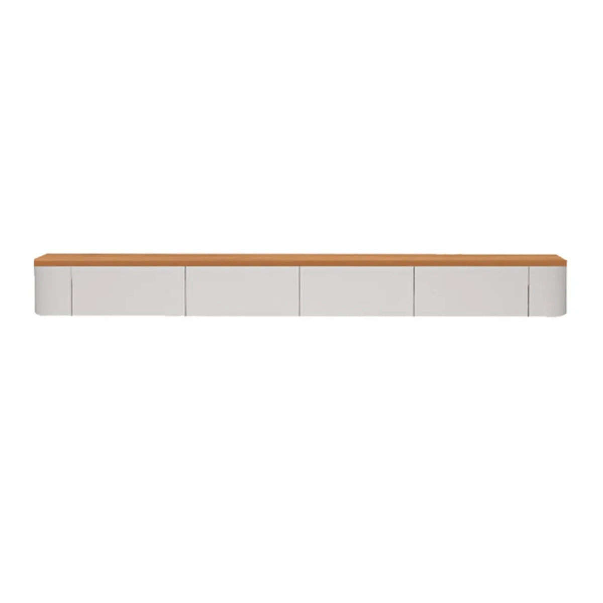 Contemporary Long White Wood Floating TV Stand with Drawers