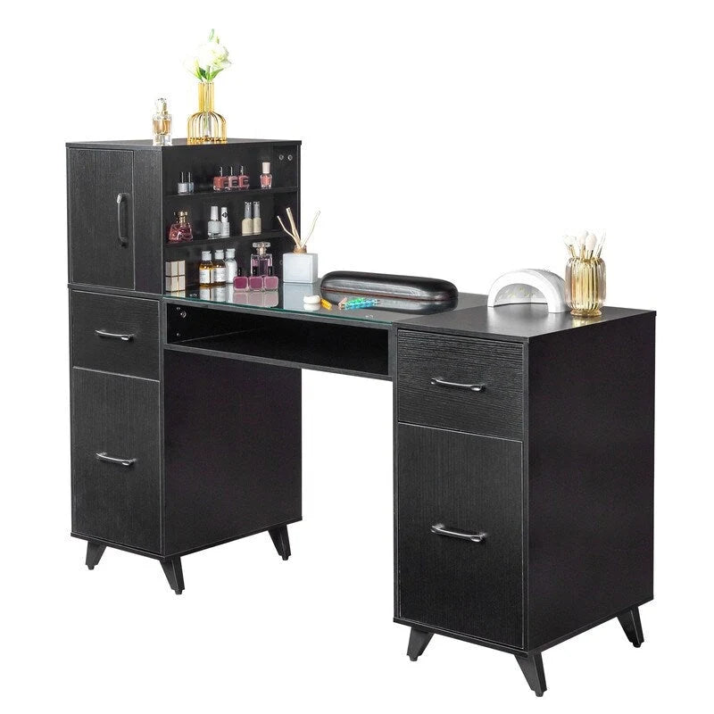 55-Inch Computer Desk with Shelves, Drawers and Cabinet
