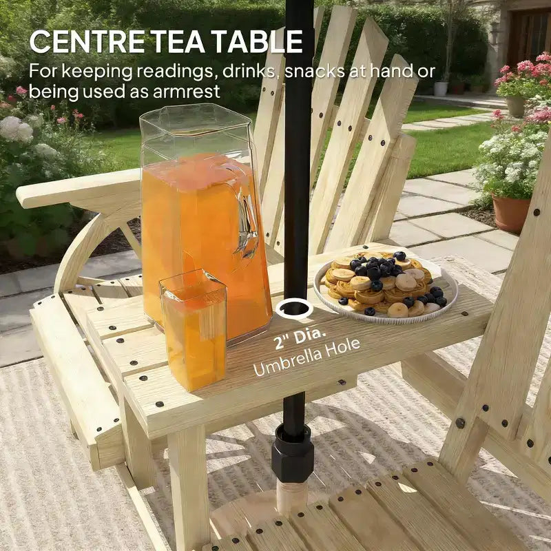 GDFStudio Sydel Wagon Wheel Patio Bench with Center Table and Storage Compartment
