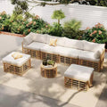 Whisen Weather-Resistant Rattan Outdoor Sectional Sofa Set Patio Couch Set with Thick Cushions and Pillows, Freely Combined Conversation Sets