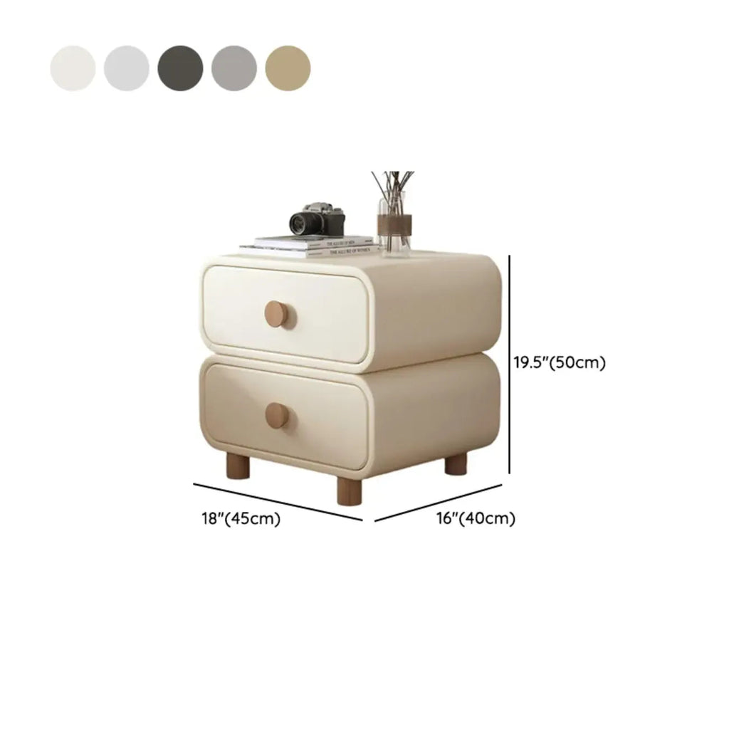 Pleather Scandinavian Nightstand With Faux Leather Finish