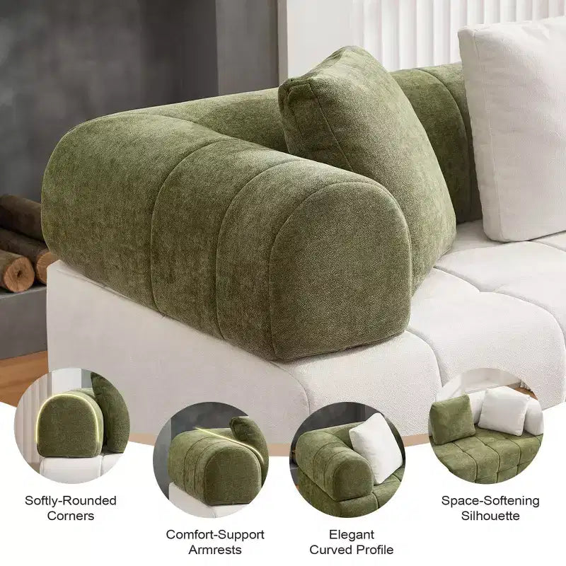 110.23 in. W Colorblock Modular 4-Seater Chenille Sofa with Curved Armrests