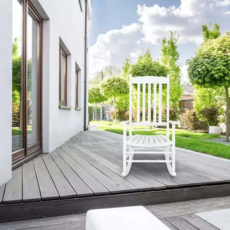 Karl Home | 24-Inch Solid Wood Patio Rocking Chair