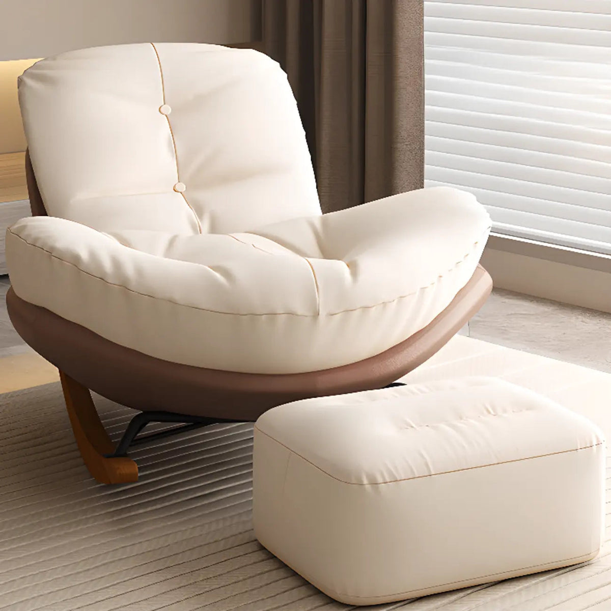 Scandinavian Upholstered Rocking Chair with Optional Ottoman
