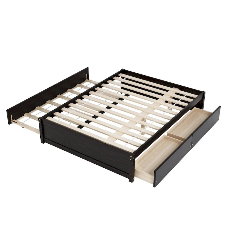 Full Bed With Twin Size Trundle And Two Drawers