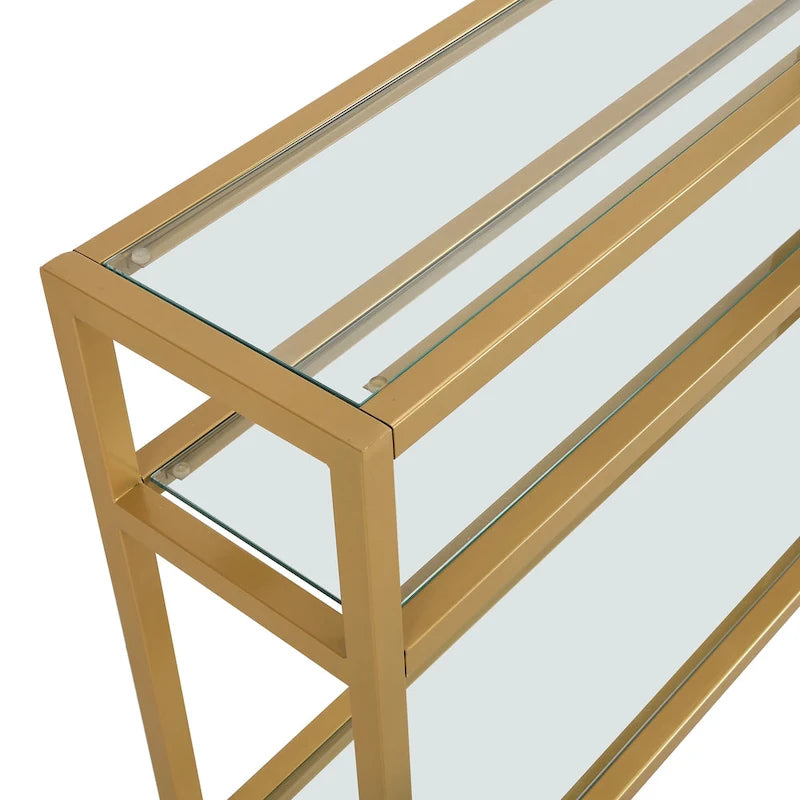 Carolina Living Chrysalis 3 Tier Glass Top Console Table - Gold