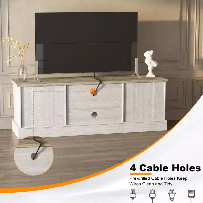 Modern TV Stand for 65-Inch TVs, Rustic Wood Entertainment Center with Spacious Storage Cabinets, Media Console Table for Living Room & Office