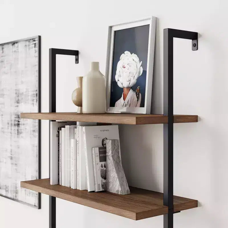 85 Theo 6 Tier Wood Wall Mount Ladder Bookshelf - Nathan James