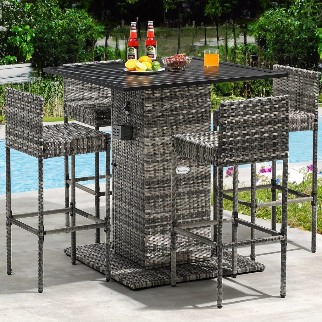 Moasis 5-Piece Outdoor Furniture Wicker Bar Set - 5 PCS