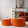 Modern Glam Round End Nesting Coffee Table Set for Living Room (Set of 2) No Assembled