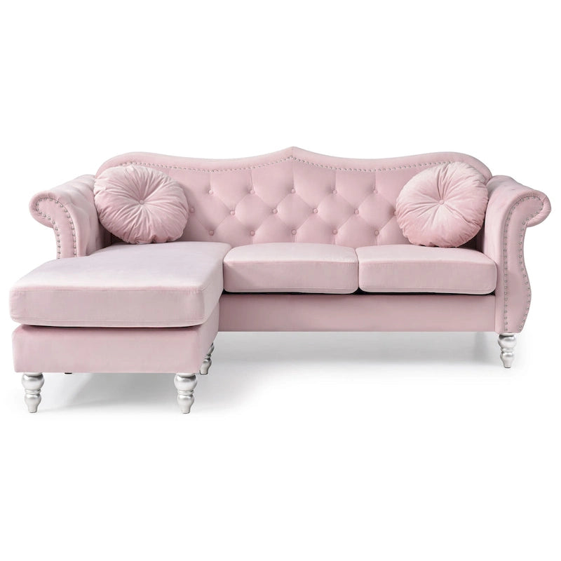 Hollywood Velvet Sofa with Reversible Chaise