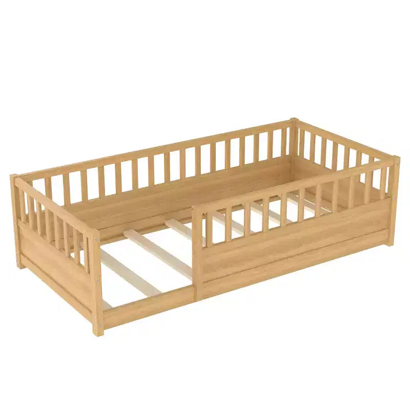 GDFStudio Rowan Pine Wood Floor Bed with Super High Security Barrier
