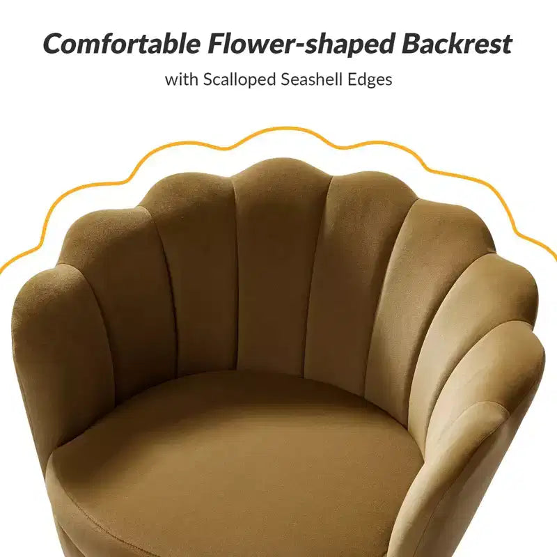 Comfy Barrel Chair with Golden Metal Legs, Living Room Accent Chair