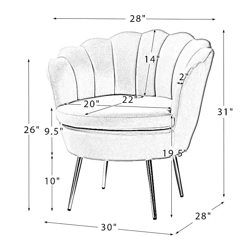 Comfy Barrel Chair with Golden Metal Legs, Living Room Accent Chair