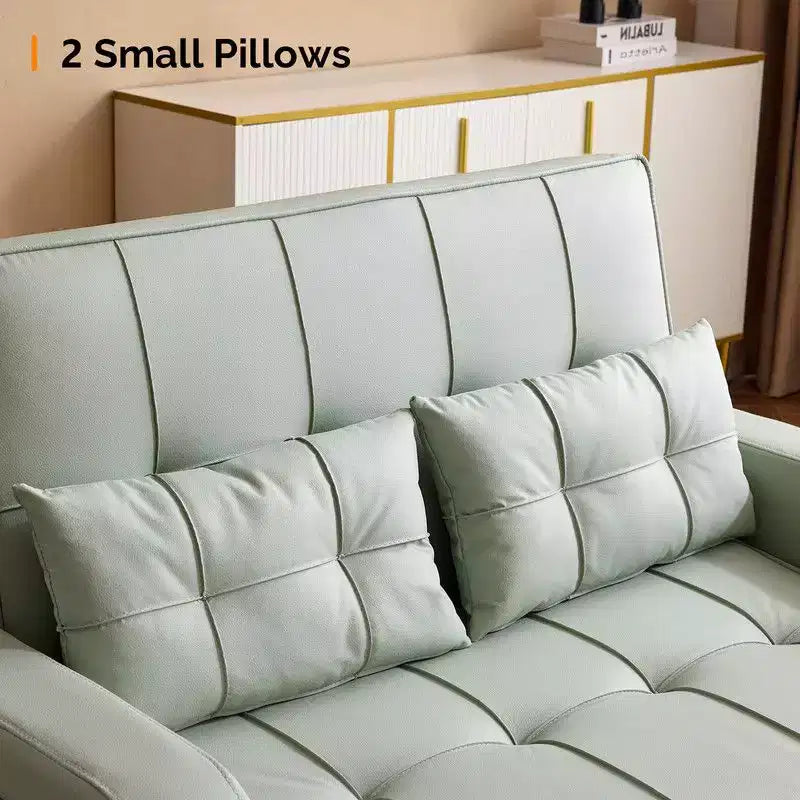 Upholstered Cats Claw Leather Convertible Reclining Sleeper Sofa Bed With Cushions For Small Spaces