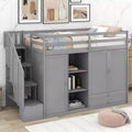 93.3 Functional Loft Bed with Wardrobes, Shelves, Drawers and Storage Ladder