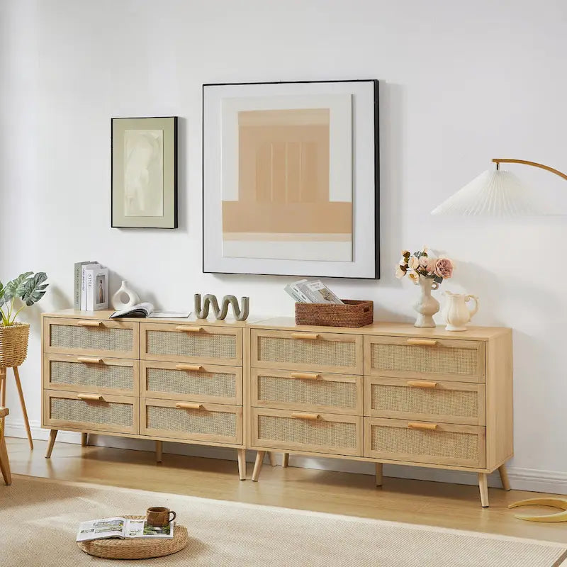 Bedroom Dresser with Rattan Fronts
