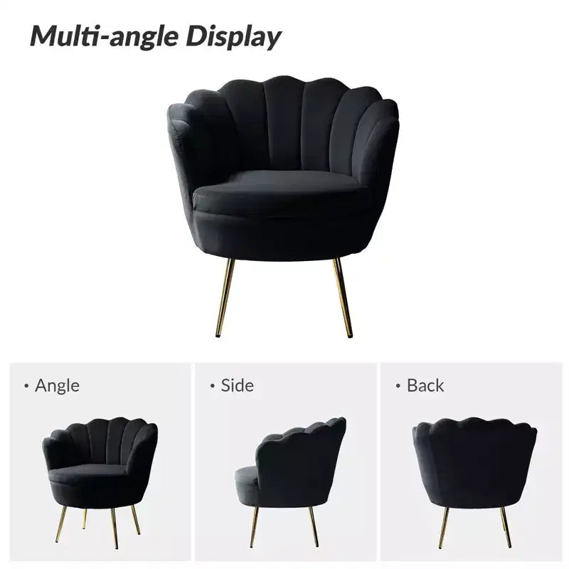 Comfy Barrel Chair with Golden Metal Legs, Living Room Accent Chair