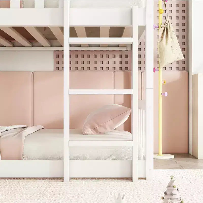 Triple Twin Bunk for Kids, Twin over Twin over Twin Detachable Bunk Bed with Ladder and Guardrail, Separate into 3 Beds