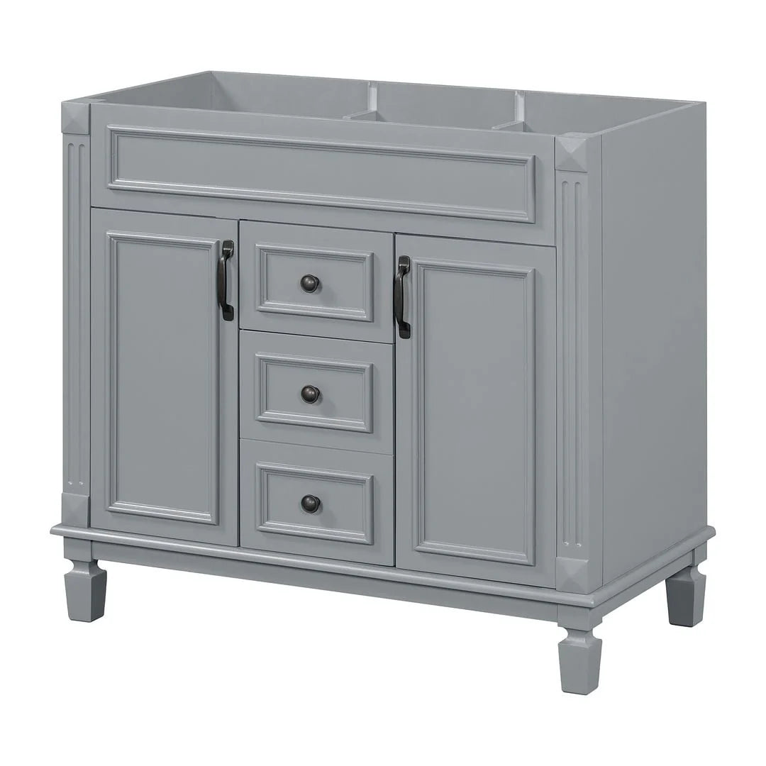 36 Modern Bathroom Vanity with Top Sink and Mirror Cabinet,2 Doors and 2 Drawers